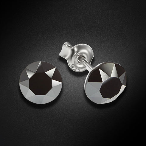 Sudraba auskari "Klasika (Jet Hematite)" ar Swarovski™ kristāliem